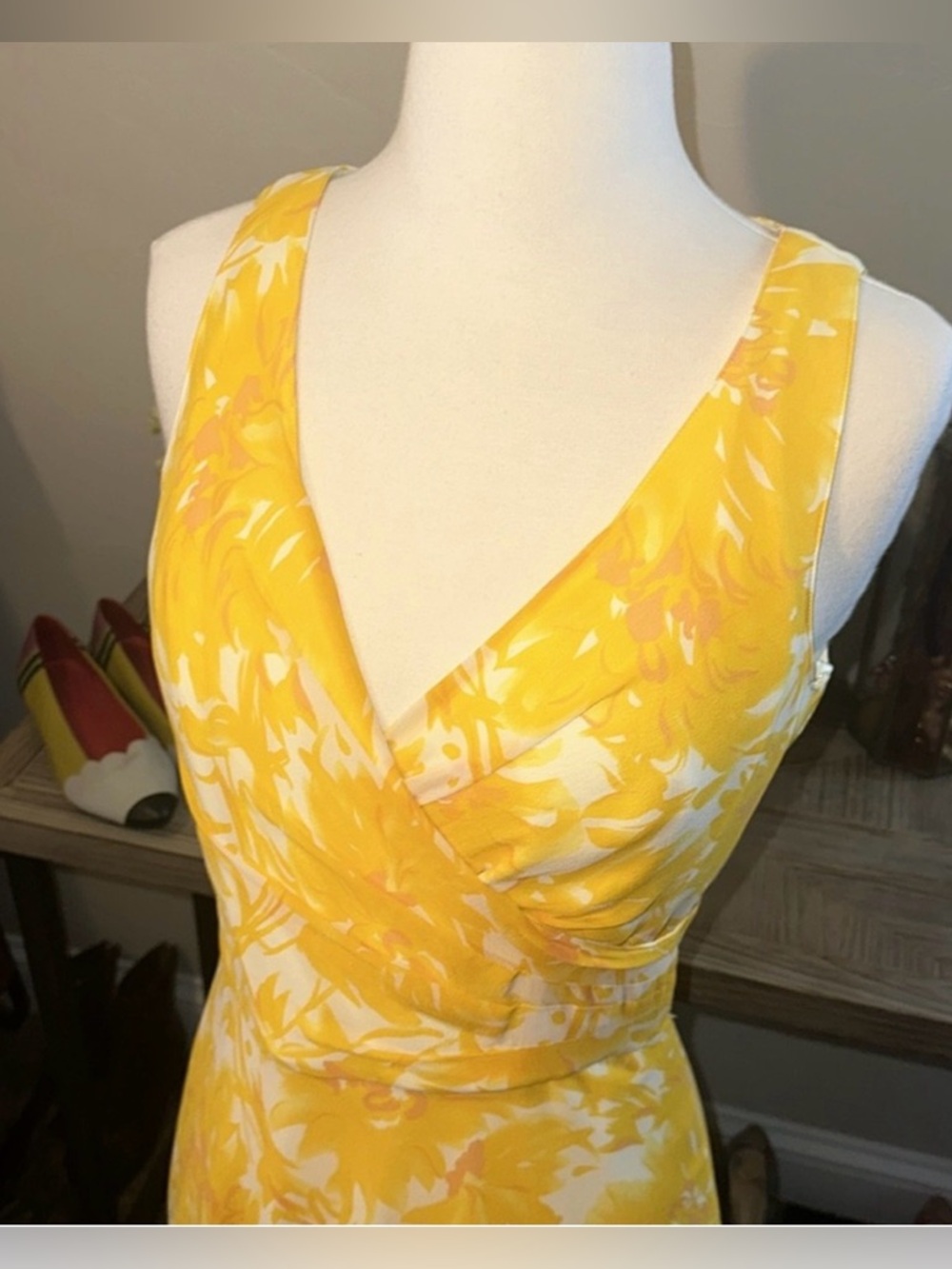 Kay Unger Evenings 100% Silk Yellow Dress EUC - Picture 4 of 7